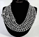 Collar Silver Diamond Cuban Chain