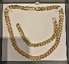 Gold curb link chain and bracelet