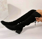 Knee high black suede boots 7