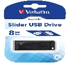 Verbatim USB Drive 8GB, (Store n Go) â€“ Black Slider USB 2.0 Flash Drive