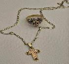 Chain with cross and ring 14 Carats